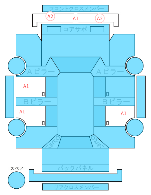 Body condition diagram (damage marks, Japanese labels)
