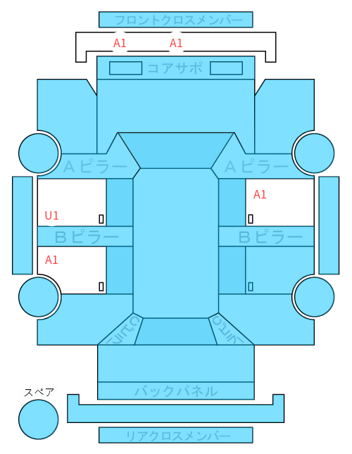 Body condition diagram (damage marks, Japanese labels)