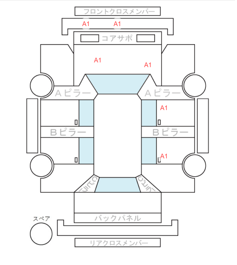 Body condition diagram (damage marks, Japanese labels)