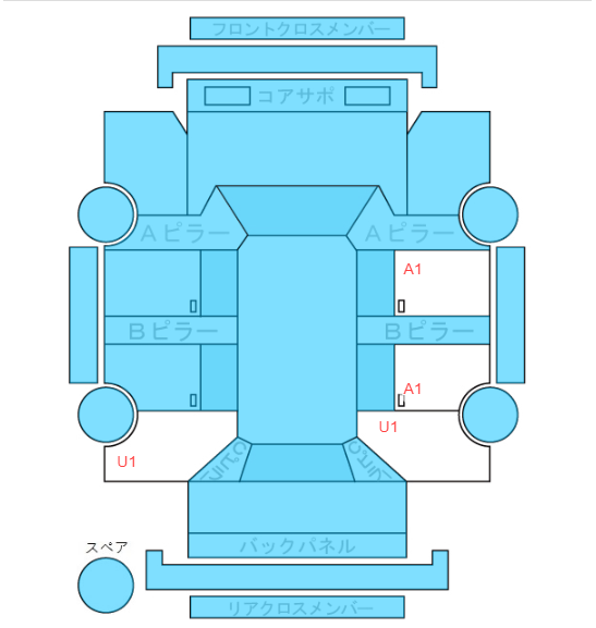Body condition diagram (damage marks, Japanese labels)