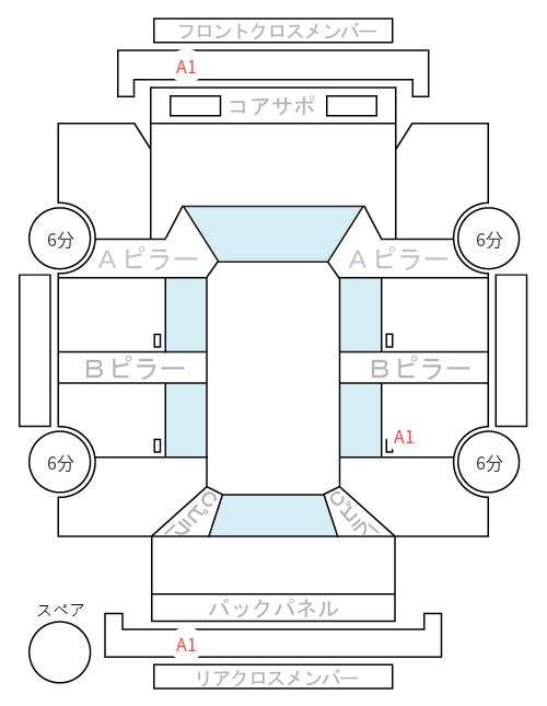 Body condition diagram (damage marks, Japanese labels)