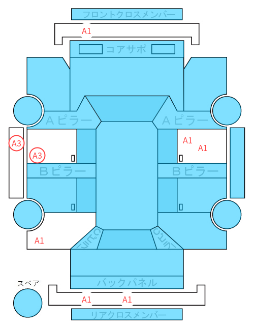 Body condition diagram (damage marks, Japanese labels)