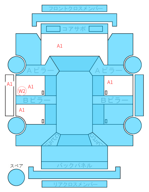 Body condition diagram (damage marks, Japanese labels)