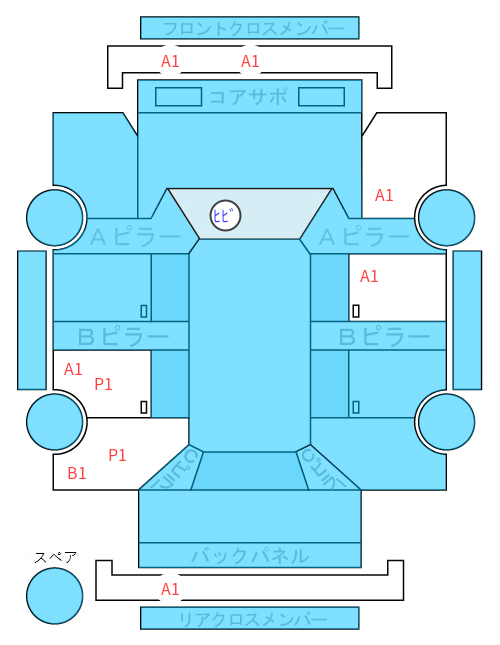Body condition diagram (damage marks, Japanese labels)