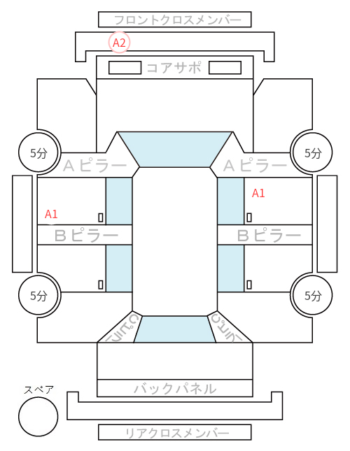 Body condition diagram (damage marks, Japanese labels)