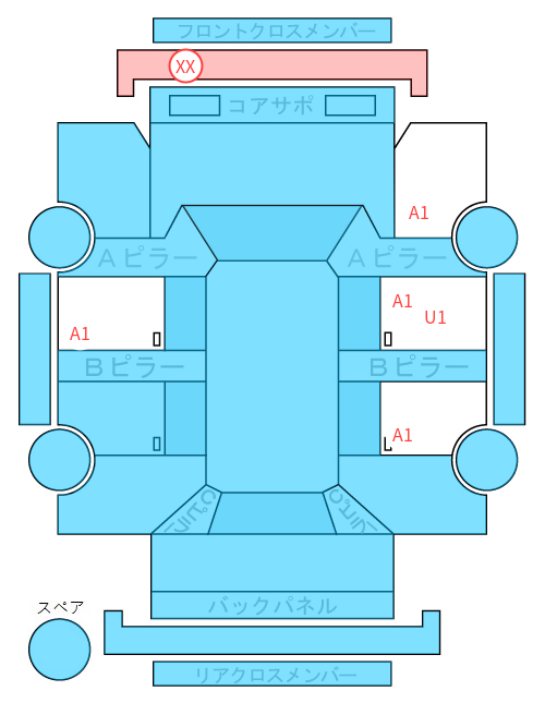 Body condition diagram (damage marks, Japanese labels)