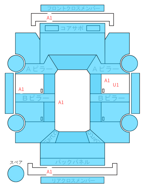 Body condition diagram (damage marks, Japanese labels)