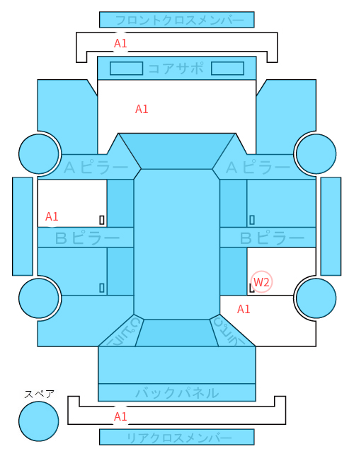 Body condition diagram (damage marks, Japanese labels)