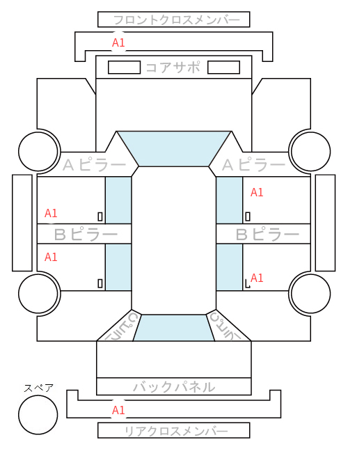 Body condition diagram (damage marks, Japanese labels)