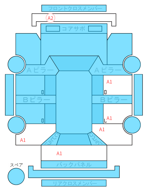 Body condition diagram (damage marks, Japanese labels)