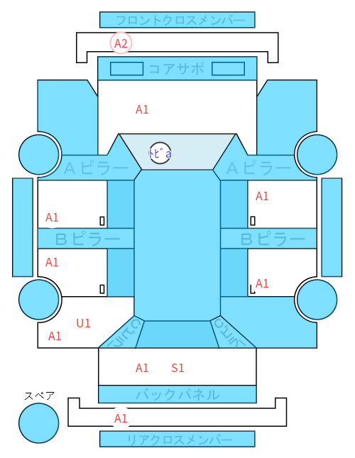 Body condition diagram (damage marks, Japanese labels)