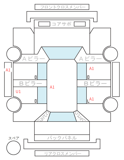 Body condition diagram (damage marks, Japanese labels)