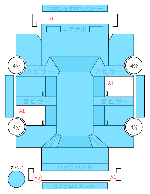 Body condition diagram (damage marks, Japanese labels)