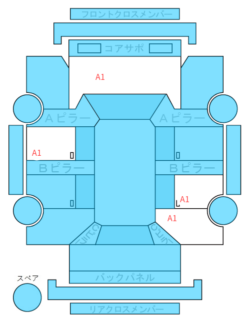 Body condition diagram (damage marks, Japanese labels)