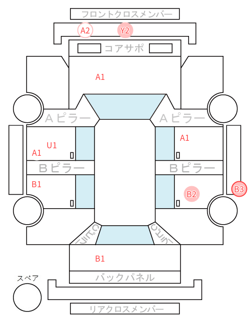Body condition diagram (damage marks, Japanese labels)