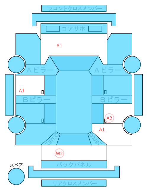 Body condition diagram (damage marks, Japanese labels)