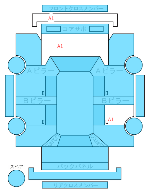 Body condition diagram (damage marks, Japanese labels)