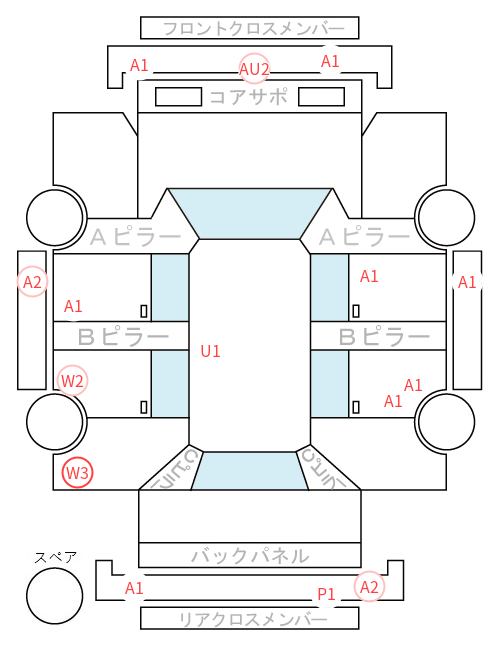 Body condition diagram (damage marks, Japanese labels)