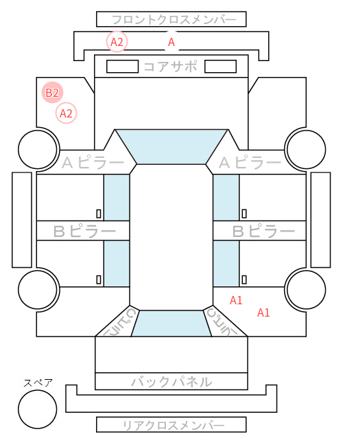 Body condition diagram (damage marks, Japanese labels)