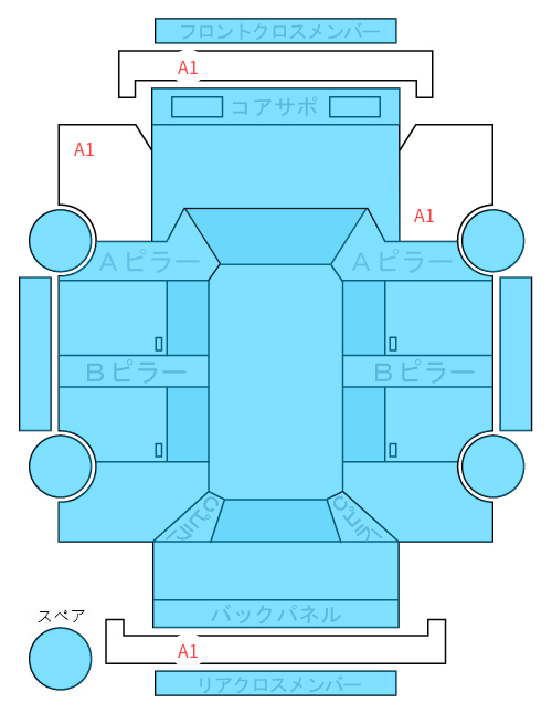 Body condition diagram (damage marks, Japanese labels)