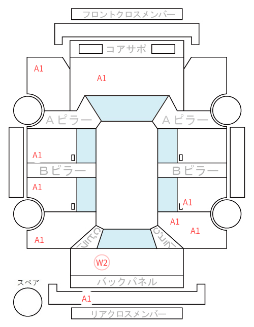 Body condition diagram (damage marks, Japanese labels)