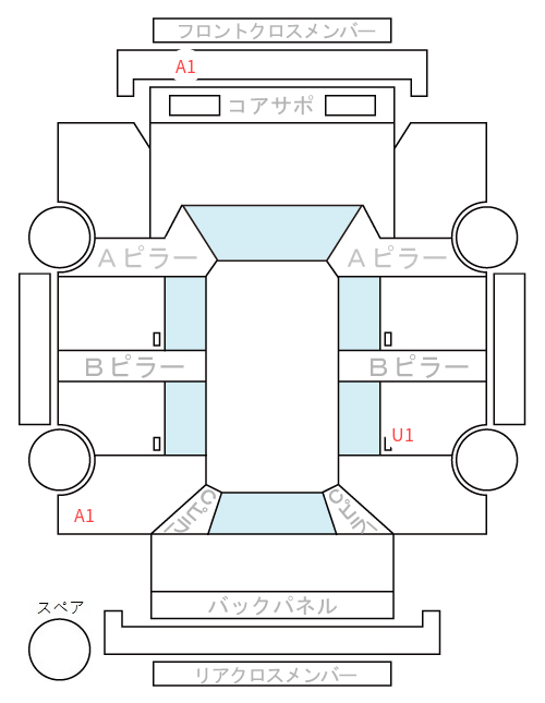 Body condition diagram (damage marks, Japanese labels)