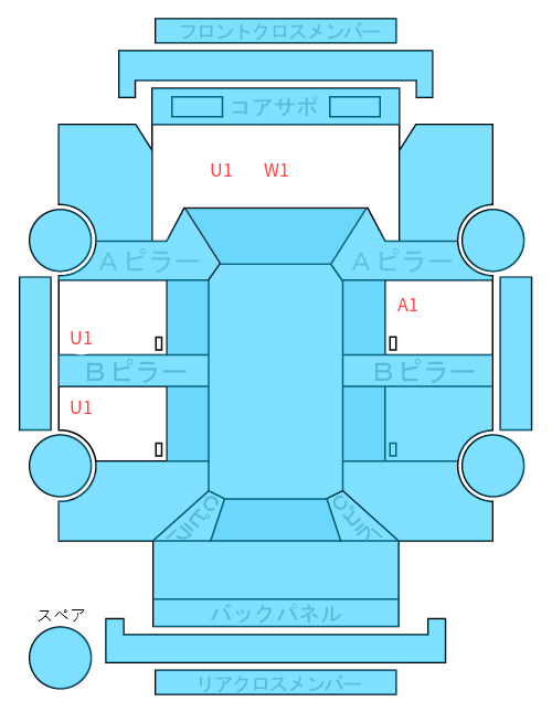 Body condition diagram (damage marks, Japanese labels)