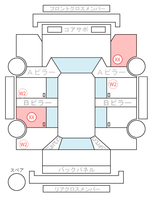 Body condition diagram (damage marks, Japanese labels)