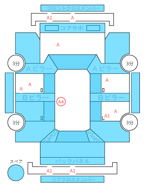 Body condition diagram (damage marks, Japanese labels)