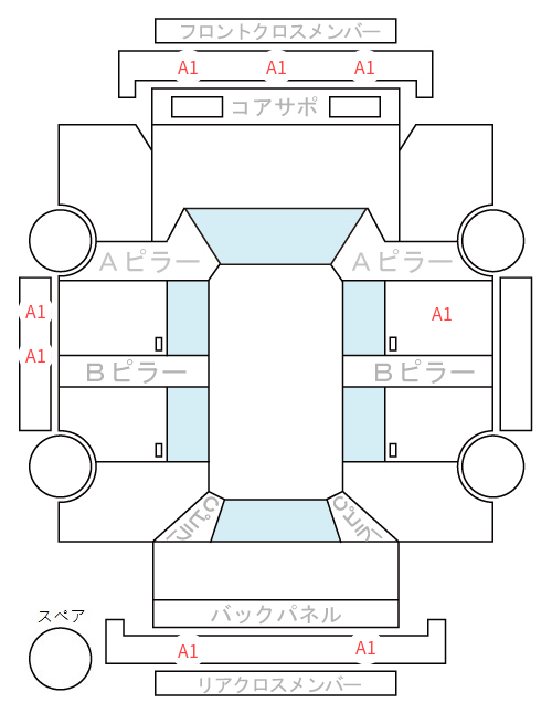 Body condition diagram (damage marks, Japanese labels)