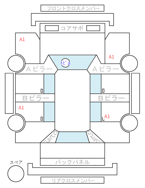 Body condition diagram (damage marks, Japanese labels)