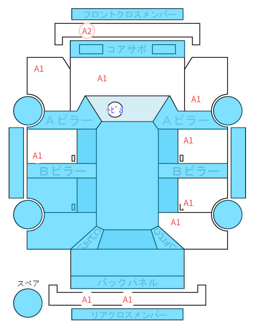 Body condition diagram (damage marks, Japanese labels)