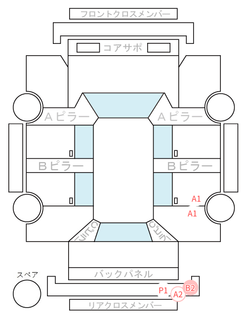 Body condition diagram (damage marks, Japanese labels)