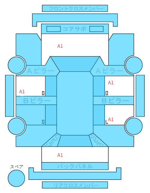 Body condition diagram (damage marks, Japanese labels)