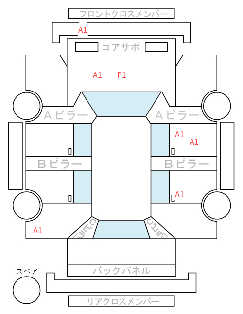 Body condition diagram (damage marks, Japanese labels)