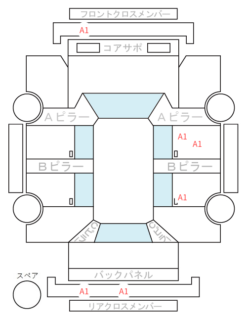 Body condition diagram (damage marks, Japanese labels)