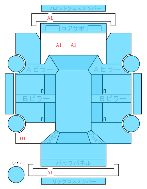 Body condition diagram (damage marks, Japanese labels)