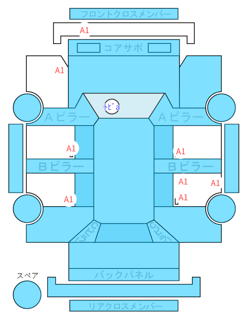Body condition diagram (damage marks, Japanese labels)