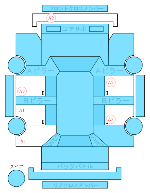 Body condition diagram (damage marks, Japanese labels)