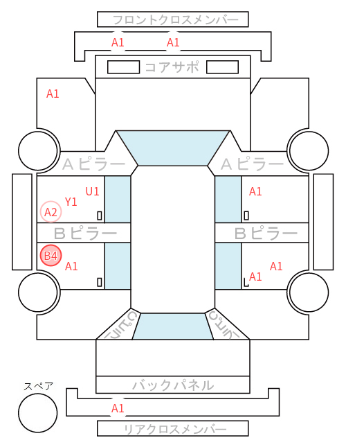 Body condition diagram (damage marks, Japanese labels)