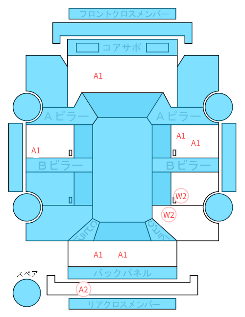 Body condition diagram (damage marks, Japanese labels)
