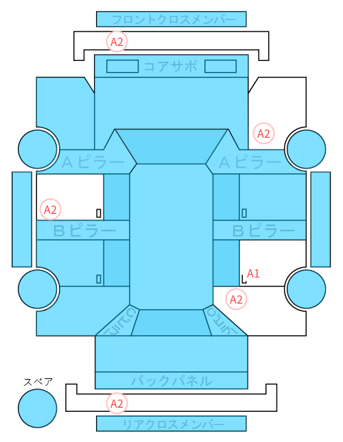 Body condition diagram (damage marks, Japanese labels)