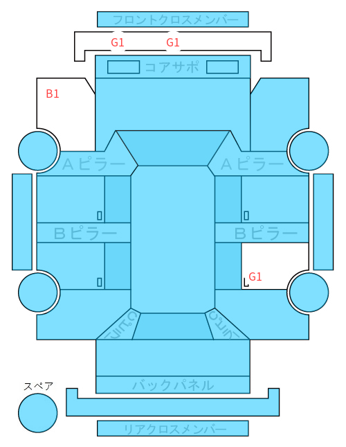 Body condition diagram (damage marks, Japanese labels)