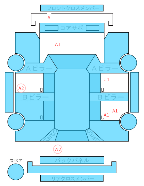 Body condition diagram (damage marks, Japanese labels)