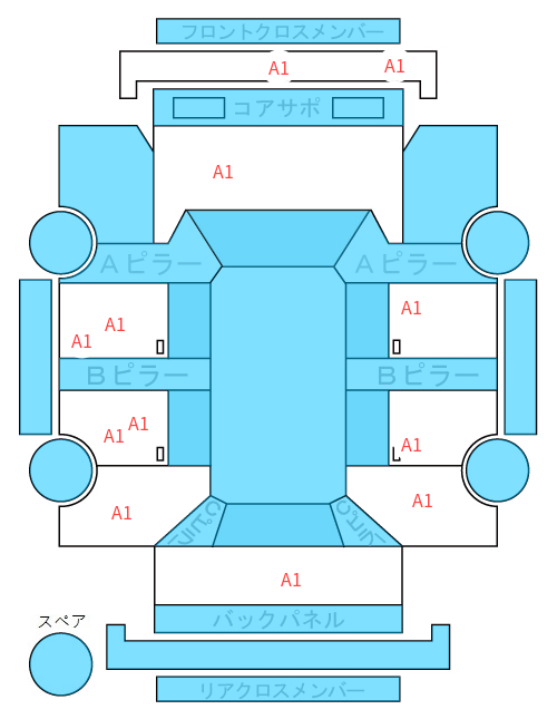 Body condition diagram (damage marks, Japanese labels)