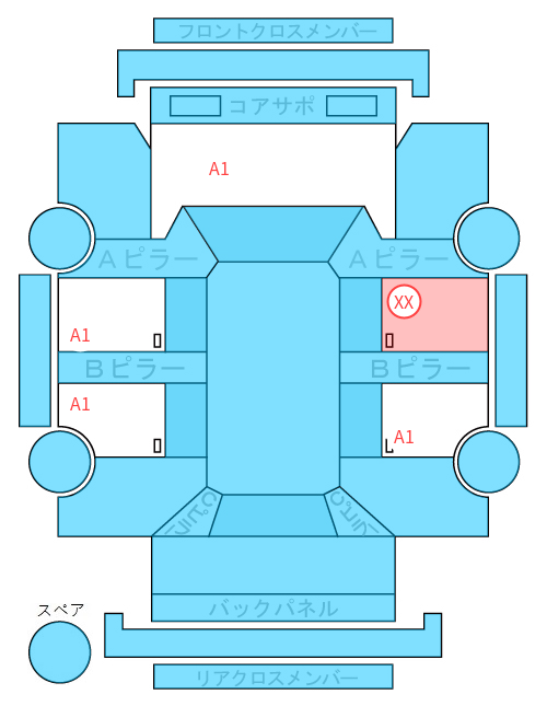 Body condition diagram (damage marks, Japanese labels)