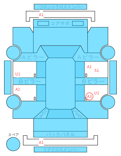 Body condition diagram (damage marks, Japanese labels)