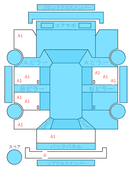Body condition diagram (damage marks, Japanese labels)