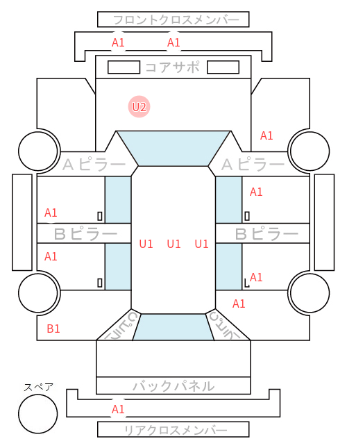 Body condition diagram (damage marks, Japanese labels)