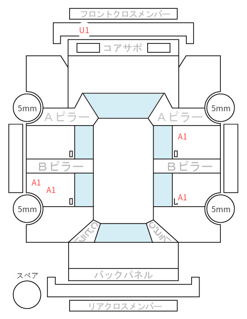 Body condition diagram (damage marks, Japanese labels)